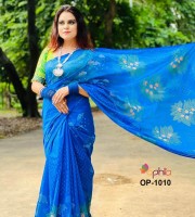 Blue HalfSilk Saree With Blouse
