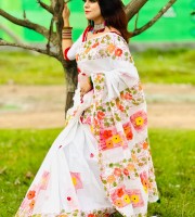 Puja Special HalfSilk Hand Pain Saree