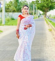 Halfsilk Screen Print Jamdani Saree- SJ-4001