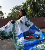 Amar sonar bangla Halfsilk Screen Print saree