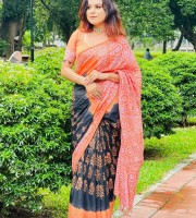New Cotton Black Batik Saree OPH-007