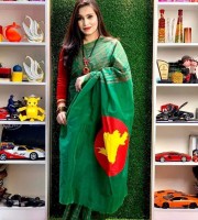 Lal Sobuj Halfsilk Screen Print saree