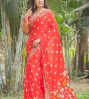 Georgette with hand paint & hand work saree TB-25210