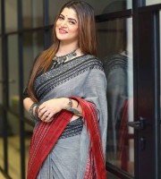 Srabanti Ash Cotton Saree TB-14501