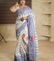 New Jamdani Halfsilk White HTP001