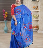 মখমল ও শাটিন কাপড়ের এপ্লিক করা শাড়ি -OP-906