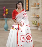 মখমল ও শাটিন কাপড়ের এপ্লিক করা শাড়ি -OP-907