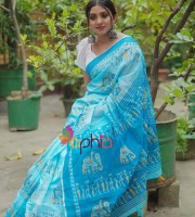 Halfsilk Screen Print Saree OP-920