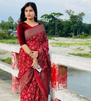 HalfSilk Screen Print Saree With Blouse Pcs 4318