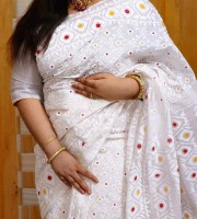 HalfSilk Screen Print Saree With Blouse Pcs OP-931