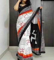 HalfSilk Screen Print Saree OP-938