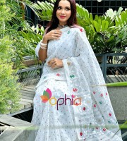 HalfSilk Screen Print Saree With Blouse Pcs OP-935