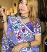 HalfSilk Screen Print Saree With Blouse Pcs 4350