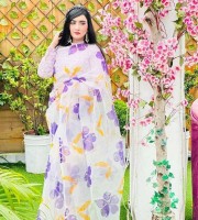 Semi Moslin Saree With Blouce PCS SS-4201