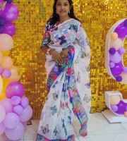 Semi Moslin Saree With Blouce PCS SS-4200