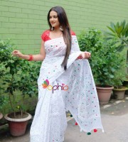 HalfSilk Screen Print Saree With Blouse Pcs OP-948