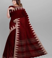 Monipuri Temple Paar Deep Meroon Saree OP-953