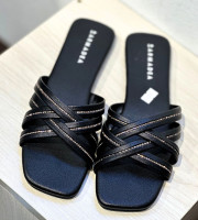 Amaya CrissCross Crystal Strap Flat Sandal-AS-606-B