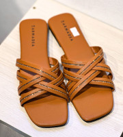 Amaya CrissCross Crystal Strap Flat Sandal-AS-606-MU