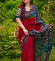 Premium Silk Batik Saree Code - 4310
